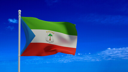 Equatorial Guinea flag, waving in the wind - 3d rendering