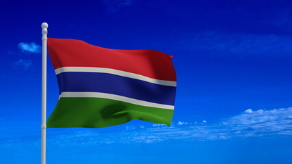 Gambia flag, waving in the wind - 3d rendering