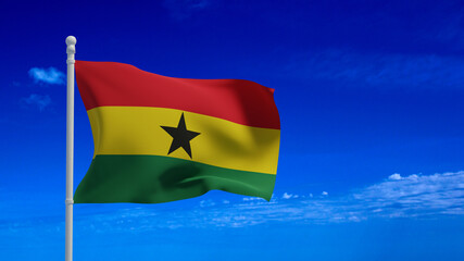 Ghana flag, waving in the wind - 3d rendering