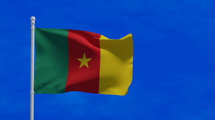 Cameroon flag, waving in the wind - 3d rendering