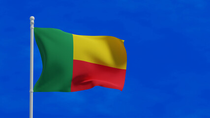 Benin flag, waving in the wind - 3d rendering
