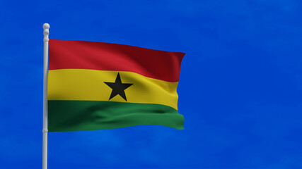 Ghana flag, waving in the wind - 3d rendering