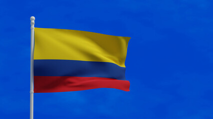 Fototapeta na wymiar Colombia flag, waving in the wind - 3d rendering