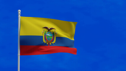 Ecuador flag, waving in the wind - 3d rendering