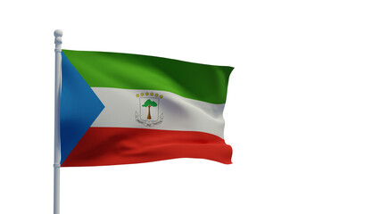 Equatorial Guinea flag, waving in the wind - 3d rendering. Illustration, isolated on white