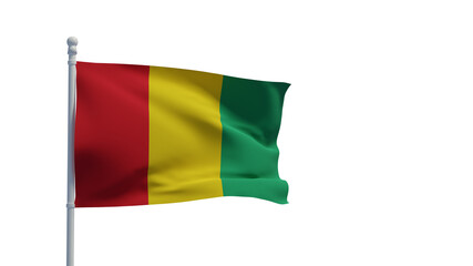 Guinea aka Guinea-Conakry flag, waving in the wind - 3d rendering. Illustration, isolated on white