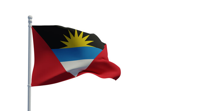 Antigua and Barbuda flag, waving in the wind - 3d rendering. Illustration, isolated on white