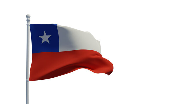 Chile flag, waving in the wind - 3d rendering. Illustration, isolated on white