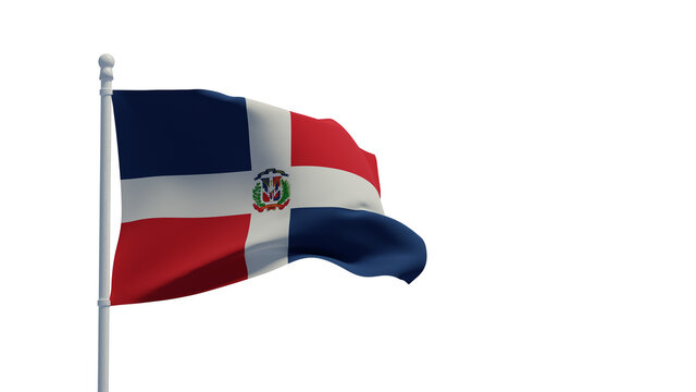 Dominican Republic flag, waving in the wind - 3d rendering. Illustration, isolated on white