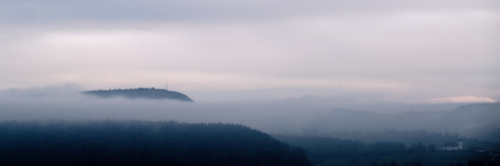 misty morning in the hills
