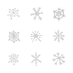Hand drawn snowflake vector icon collection, snow symbol
