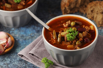 A bowl with traditional British stew