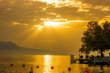 sunset over the river