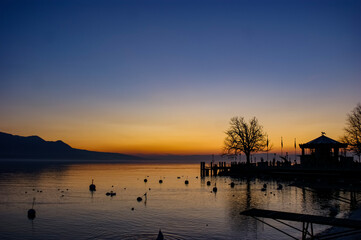 sunset over the lake