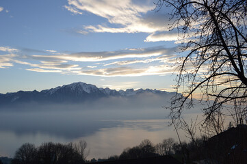 sunset over the lake