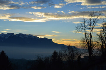 sunset in the mountains
