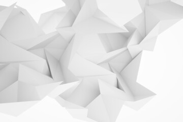 Obraz premium Abstract white chaotic triangulated polygonal pattern, 3d