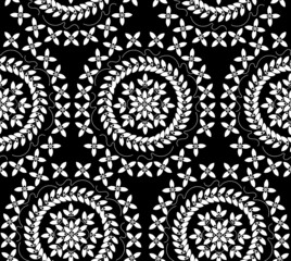 Beautiful abstract decorative vector seamless pattern with spheric floral circle ornaments