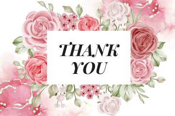 Romantic Thank You Card Rose Pink Flower Frame