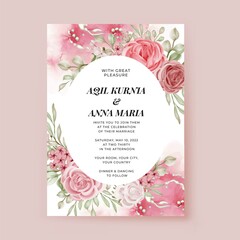 Luxury Wedding Invitation Rose Flower Template