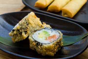 sushi rolls with wasabi