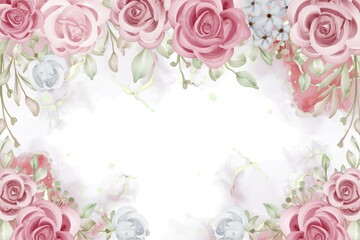 Elegance Wedding Invitation Rose Pink Flower Background