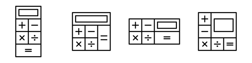 Conjunto de icono de calculadora. Dispositivo electrónico. Concepto de calcular. Ilustración vectorial
