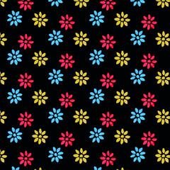 Colorful flowers seamless pattern. Vector floral watercolor background.