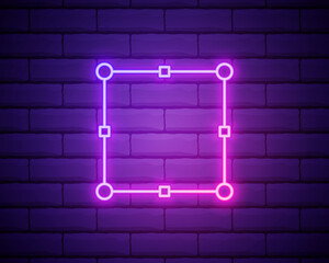 Transform tool neon outline icon.Glowing linear style sign for mobile concept and web design. Simple line vector icon. Symbol, logo illustration. Pixel perfect vector graphics isolated on brick wall