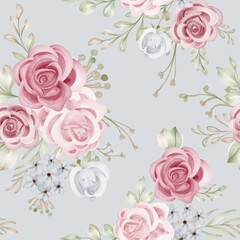 Romantic Pink Rose Flower Wreath Pattern