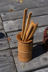 Chinese tea ceremony utensils. Kitchen tool kit.