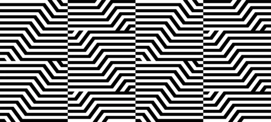 Futuristischer technologischer Hintergrund durch Elemente des Sechsecks. Schwarz-weiß gestreiftes nahtloses Muster. Op-Art, optische Täuschung. Vektortextur. © Divin