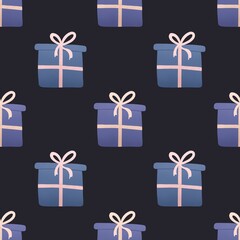winter pattern with new year gifts