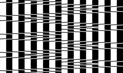 Futuristic technologic background by elements of hexagon. Black white striped seamless pattern. Op art, optical illusion. Vector texture.
