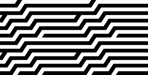 Futuristic technologic background by elements of hexagon. Black white striped seamless pattern. Op art, optical illusion. Vector texture.