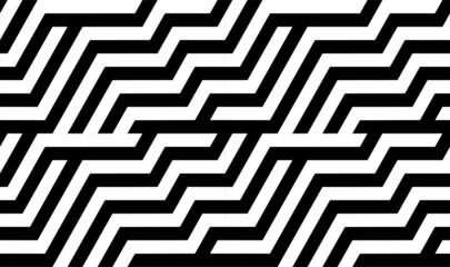 Futuristic technologic background by elements of hexagon. Black white striped seamless pattern. Op art, optical illusion. Vector texture.