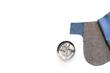 Sewing a pocket on trousers, a view from the wrong side. The fabric is cotton, in a blue cage. Next...