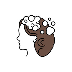 Woman hair wash color line icon. Beauty industry. Hairdresser service.