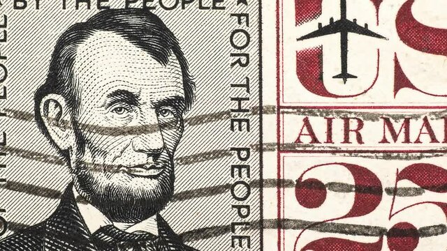 Portrait of the Abraham Lincoln on the postage stamp