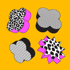 3d geometric shapes in vector. Geometric elements for design. Elements with the pattern.