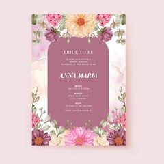 Romantic Wedding Invitation Set daisy Purple Template