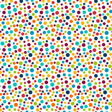 Polka Dot Vector Seamless Pattern. Spot circle bubble texture. Colorful abstract background design