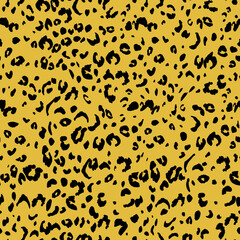 Abstract modern leopard seamless pattern. Animals trendy background. Yellow and black decorative vector stock illustration for print, card, postcard, fabric, textile. Modern ornament of stylized skin
