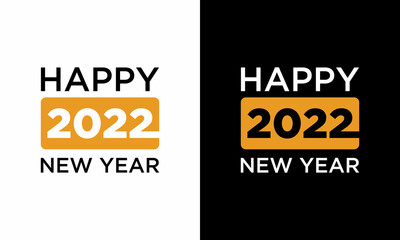 Happy New Year 2022 text design. for Brochure design template, card, banner. Vector illustration. Isolated on white and black background.