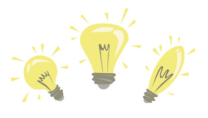light bulbs set flat cartoon style vector illustration
