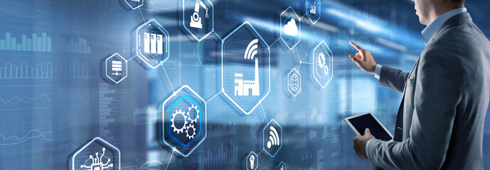 Smart Industry concept. Automation and data exchange in manufacturing technologies