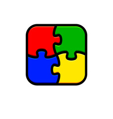 4 simple puzzle pieces connected together