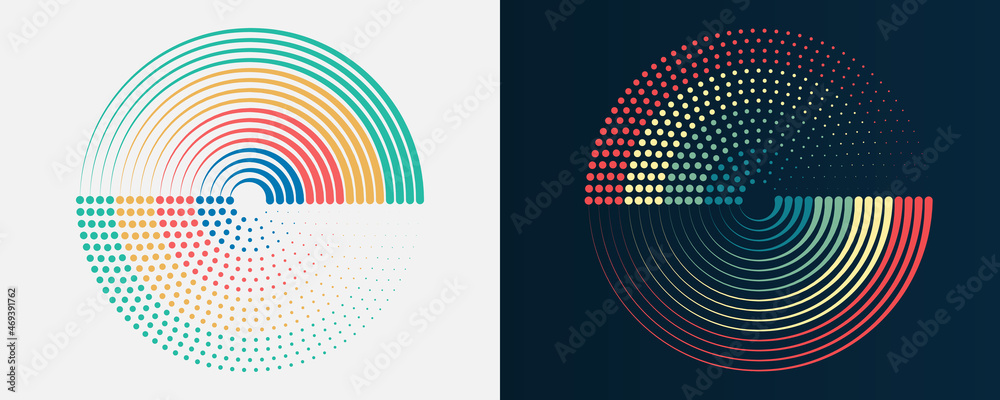 Poster Big data visualization. Processing of data arrays, sorting. Filtering machine algorithms. Data stream in the form of an array of circles and binary code. Vector database background.