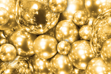 Gold photo zone with air balloons . New year 2022 background