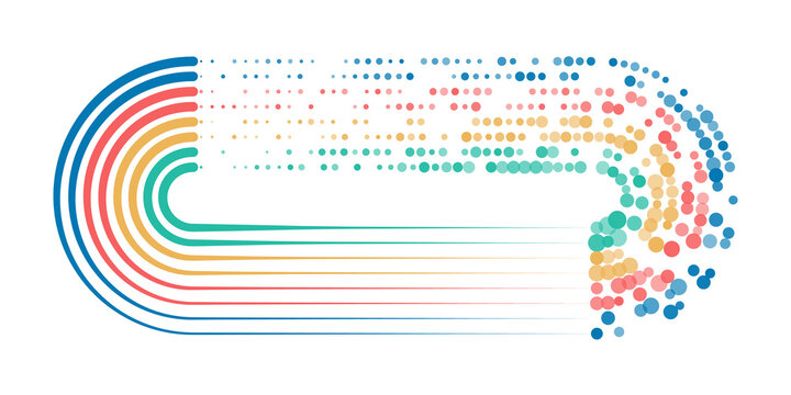 Abstract stream information with circles array and binary code. Information analytics concept. Filtering machine algorithms. Sorting data. Vector technology background. Big data visualization.